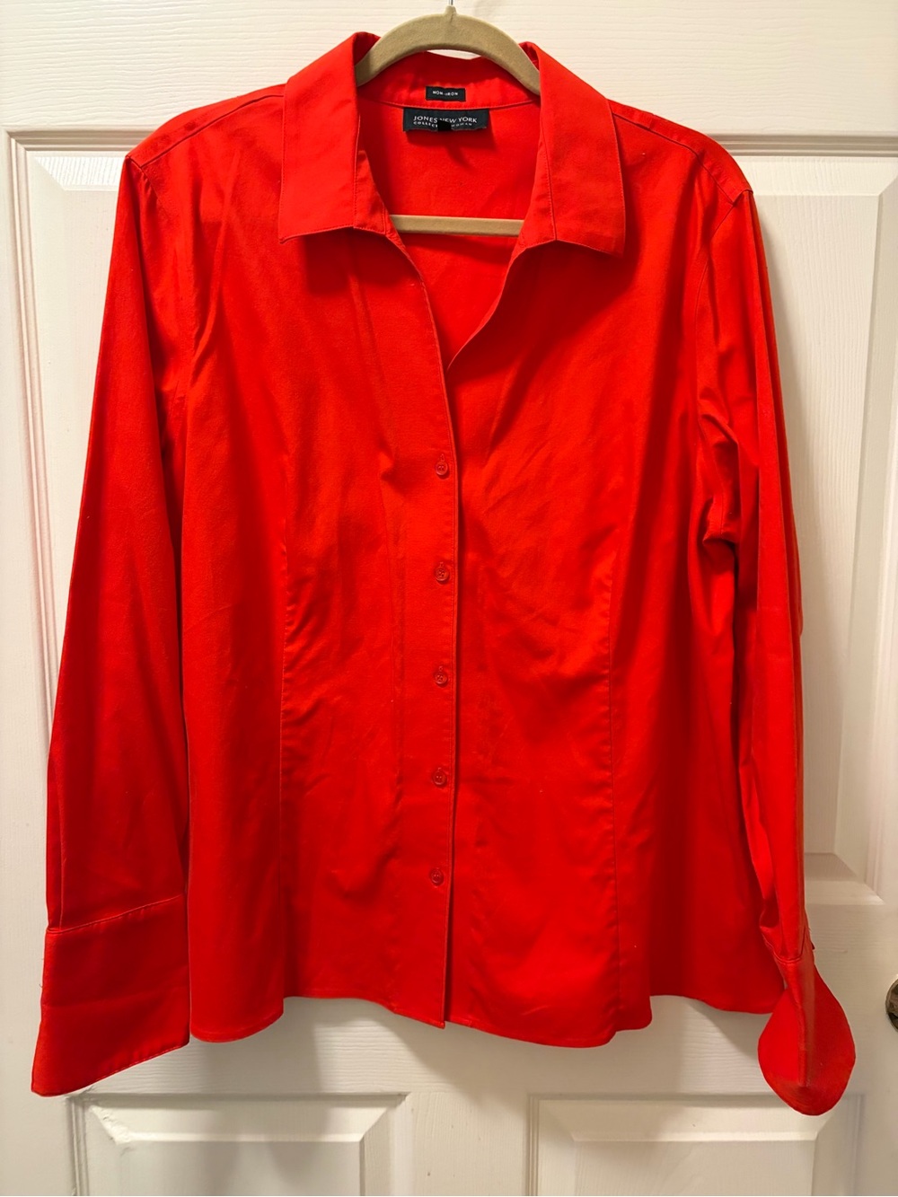 Jones New York Collection Woman Non Iron Red Button-Front Blouse Size 20W Plus - Picture 2 of 8